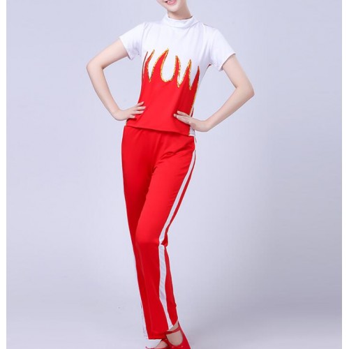 Women's cheer leader dance costumes female competition stage performance jazz hiphop group dancing exercises dance dresses